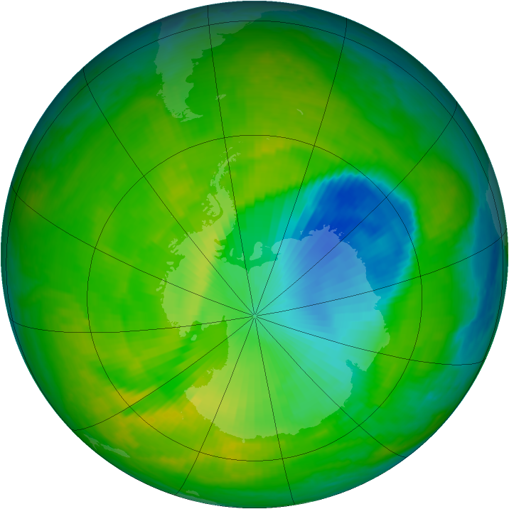 Antarctic ozone map for 20 November 2000